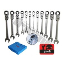 Zestaw kluczy oczkowo-płaskich z grzechotką, i przegubem 8 - 19 mm, 12 - szt. Zestaw kluczy oczkowo-płaskich z grzechotką, i przegubem 8 - 19 mm, 12 - szt.