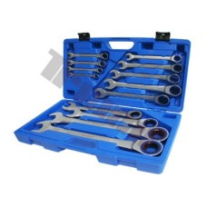 Zestaw kluczy oczkowo-płaskich z grzechotką 8 - 32 mm, 13 - szt. Zestaw kluczy oczkowo-płaskich z grzechotką 8 - 32 mm, 13 - szt.