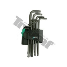 Zestaw kluczy Torx z kulką, bez otworu, 9 - częściowy
