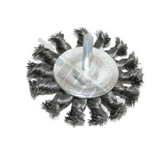 Szczotka tarczowa 75 mm, drut splatany, trzpień 6 mm Szczotka tarczowa 75 mm, drut splatany, trzpień 6 mm