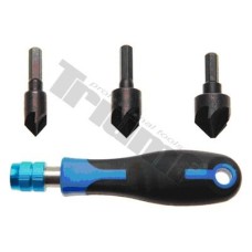 Zestaw wymiennych pogłębiaczy z uchwytem, średnice 12, 16, 19mm Zestaw wymiennych pogłębiaczy z uchwytem, średnice 12, 16, 19mm